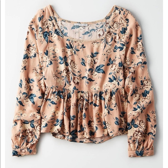 NWT American Eagle Stitched Square Neck Blouse - Picture 1 of 13